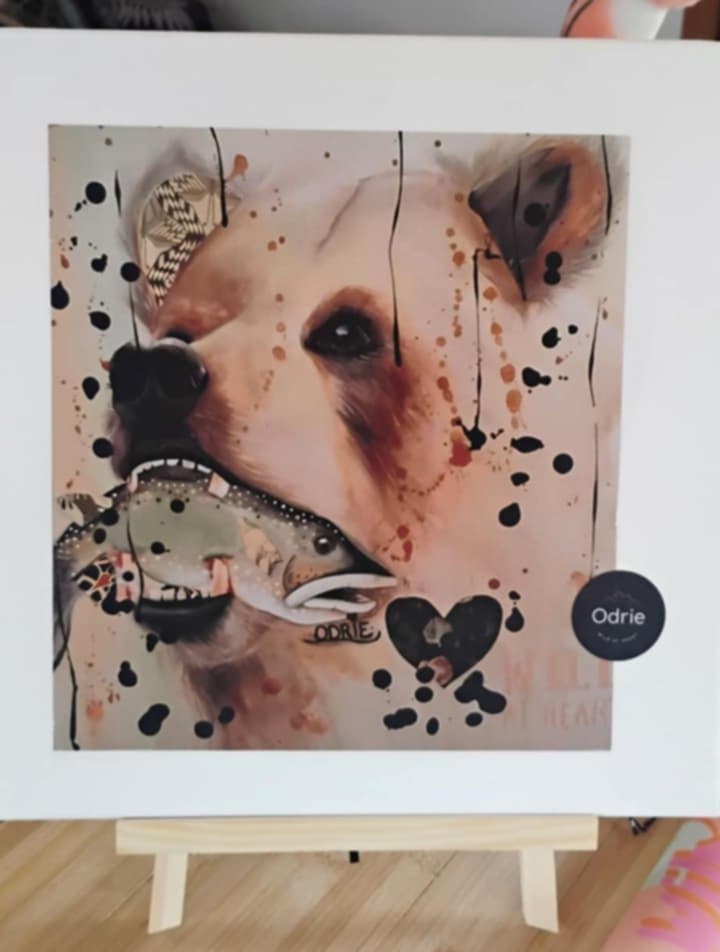 Impression DTF sur toile ''Ours au combat '' 14poX14po